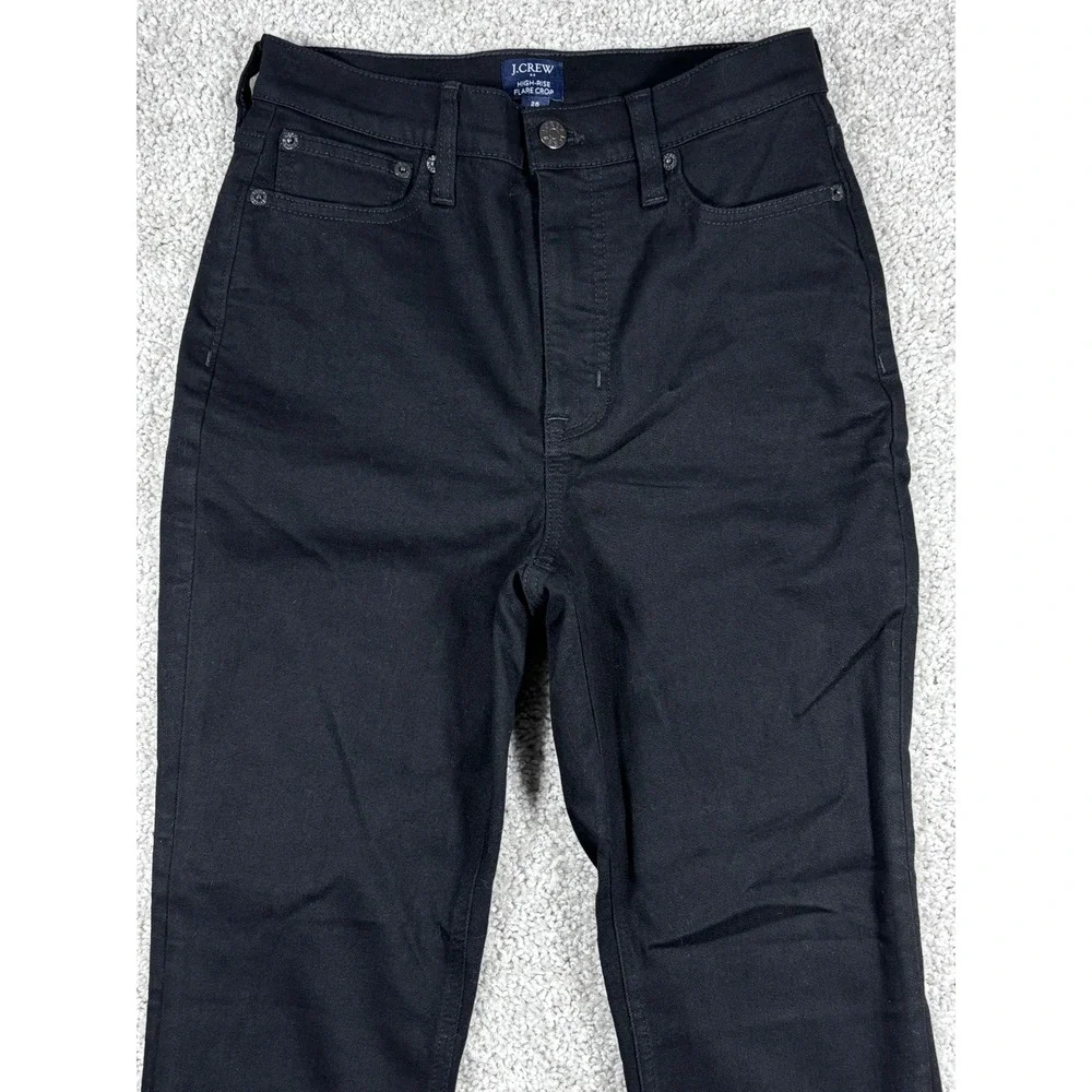 J Crew Womens High Rise Flare Crop Black‎ Jeans Size 25 Denim Pants